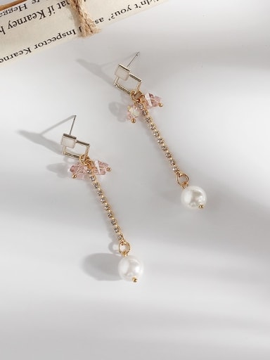 Copper Imitation Pearl Tassel Vintage Threader Trend Korean Fashion Earring
