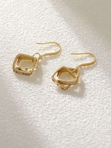 Brass Cubic Zirconia Geometric Minimalist Hook Earring