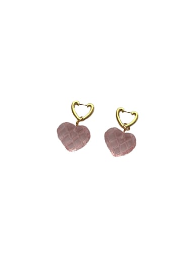 Brass Resin Heart Dainty Stud Earring