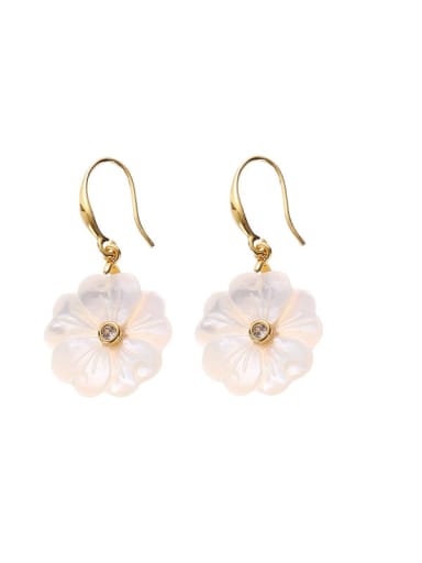 Flower ear hook model sold in pairs Brass Shell  Minimalist Flower Earring and Necklace Set