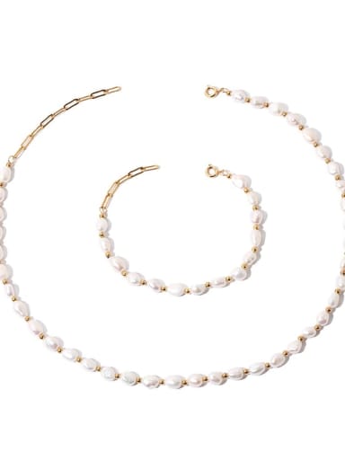 Brass Freshwater Pearl Irregular Classic Necklace