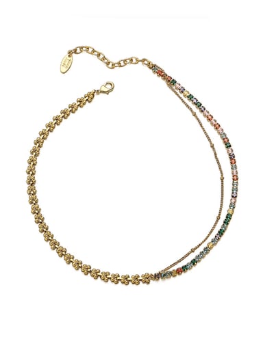 Necklace  31.4cm+6.3cm Brass Cubic Zirconia Trend Wheatear Bracelet and Necklace Set