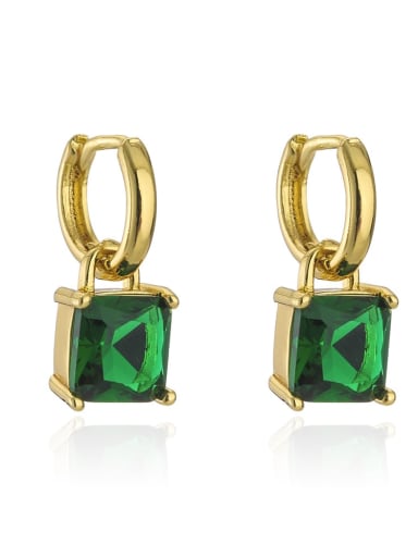 Brass Glass Stone Geometric Minimalist Huggie Earring