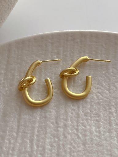 Q14 Gold Brass Geometric Trend Stud Earring