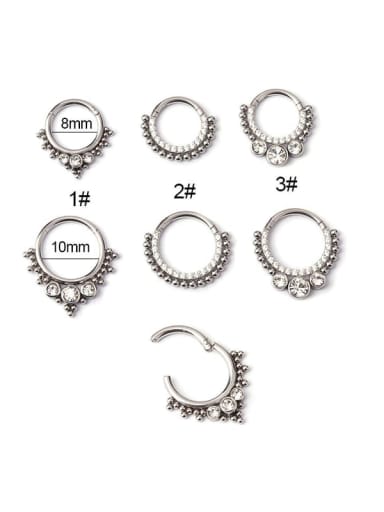 Stainless steel Rhinestone Geometric Hip Hop Nose Rings(Single Only One)
