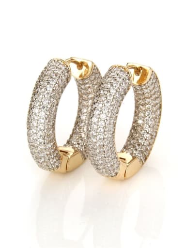 Gold plated white zircon Brass Cubic Zirconia Round Minimalist Hoop Earring