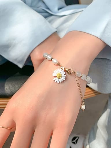 Alloy Imitation Pearl Flower Cute Adjustable Bracelet