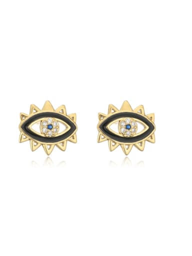 42322 Brass Enamel Evil Eye Vintage Stud Earring