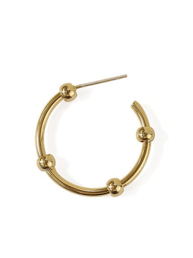 Brass Smooth Geometric Vintage Hoop Earring