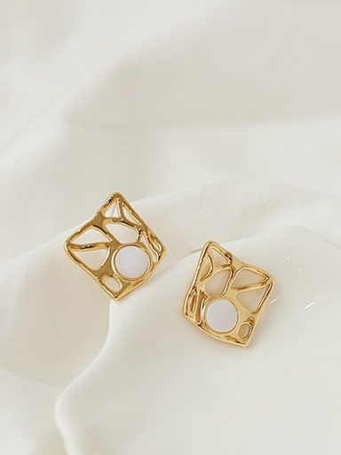custom Bronze Shell Geometric Minimalist Stud Earring
