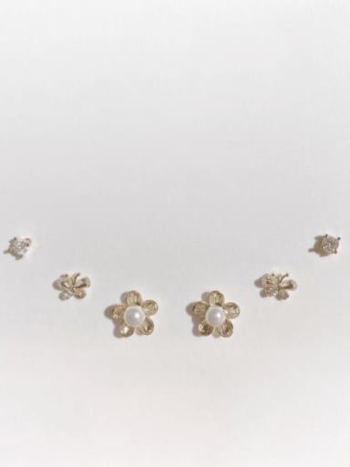 Brass Cubic Zirconia  Trend Flower Butterfly Set Stud Earring