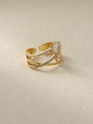 Brass Rhinestone Cross Minimalist Stackable Fashion Ring