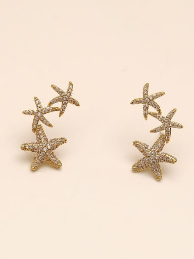 Brass Cubic Zirconia Star Classic Stud Trend Korean Fashion Earring