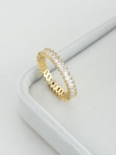 Golden jz61451 (US. 8) Brass Cubic Zirconia Geometric Minimalist Band Ring
