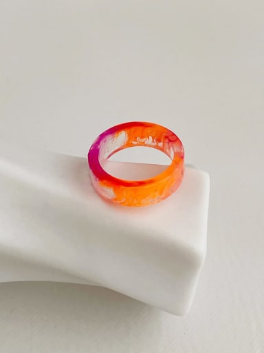 Tin Alloy Acrylic Multi Color Geometric Minimalist Band Ring
