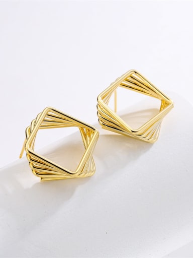 Brass Hollow  Geometric Minimalist Stud Earring