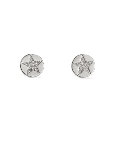 Brass Rhinestone Star Minimalist Stud Earring