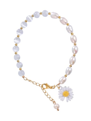 Alloy Imitation Pearl Flower Cute Adjustable Bracelet