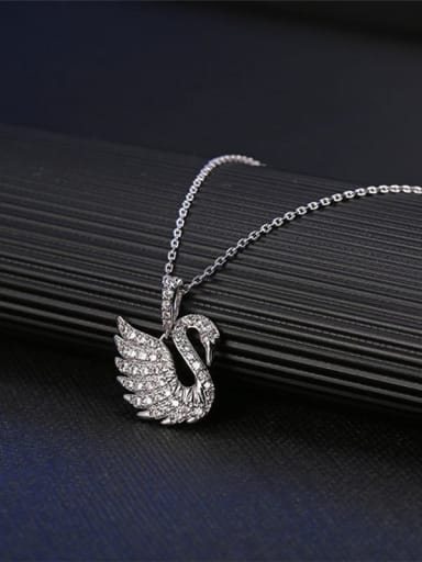 Brass Cubic Zirconia Swan Minimalist Necklace