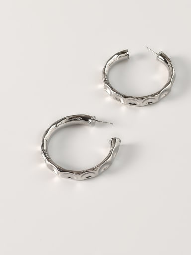 White K [large 4.5cm] Brass Geometric Minimalist Hoop Trend Korean Fashion Earring