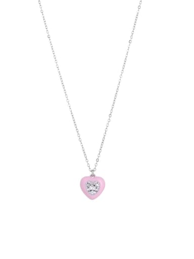 Titanium Steel Multi Color Enamel Heart Minimalist Necklace