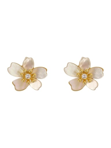 Copper Shell Flower Minimalist Stud Trend Korean Fashion Earring