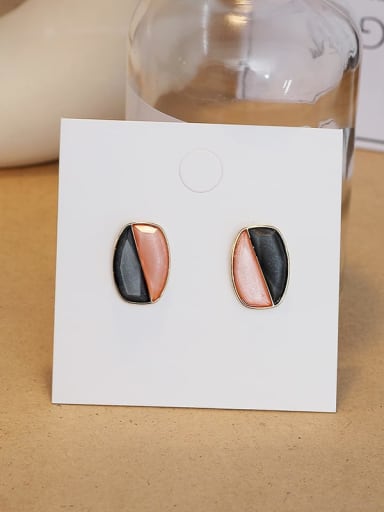 Powdery ash Copper Enamel Geometric Minimalist Stud Trend Korean Fashion Earring