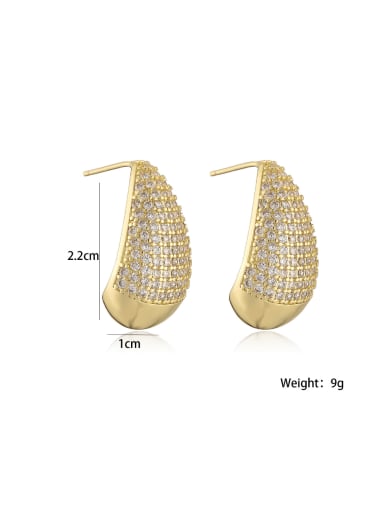 Brass Cubic Zirconia Water Drop Vintage Stud Earring