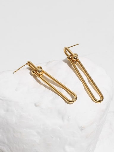 Brass Hollow Geometric Minimalist Drop Earring