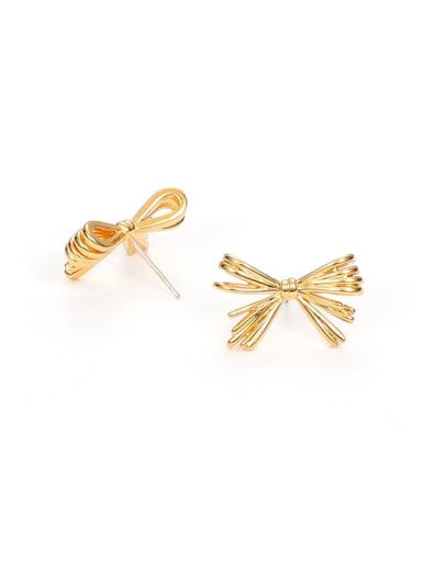 Brass Rhinestone Bowknot Minimalist Stud Earring