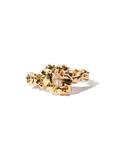 Gold lava ring Brass Cubic Zirconia Irregular Vintage Band Ring