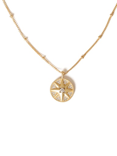 Disc (Gold Pendant) Brass Cubic Zirconia Star Minimalist Rectangle Pendant Necklace