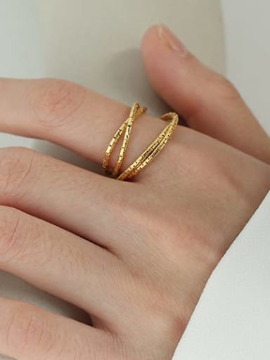 Brass Geometric Chain  Minimalist Band Ring