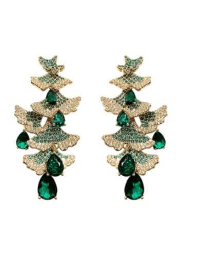 Brass Cubic Zirconia Christmas Tree  Luxury Drop Earring