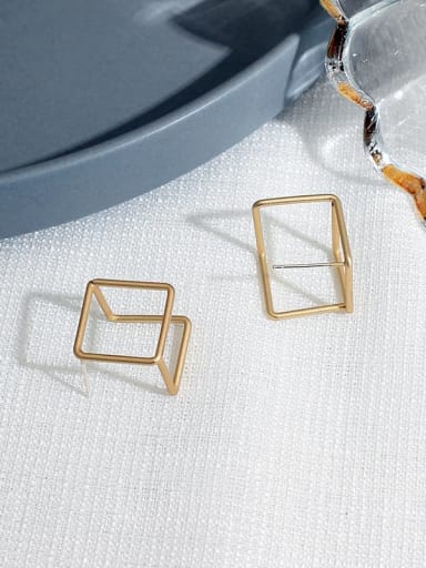 Copper Hollow Square Minimalist Stud Trend Korean Fashion Earring
