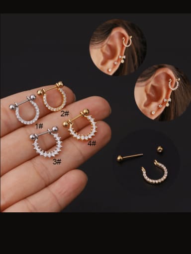 Brass Cubic Zirconia Geometric Minimalist Huggie Earring(single only one)