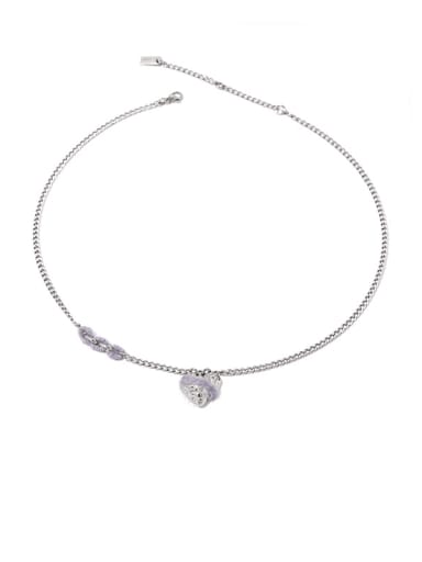 purple Titanium Steel Heart Vintage Necklace