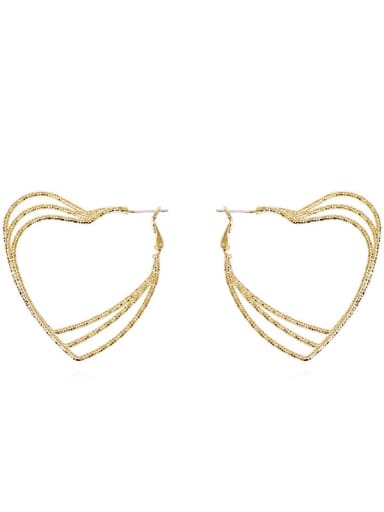 Copper Hollow Heart Minimalist Multi-layer Stud Trend Korean Fashion Earring