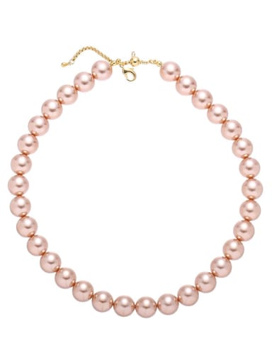 12mm Champagne Pearl Necklace Brass Imitation Pearl Geometric Minimalist Necklace
