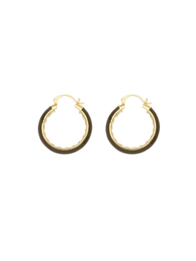 Brass Enamel Geometric Minimalist Hoop Earring