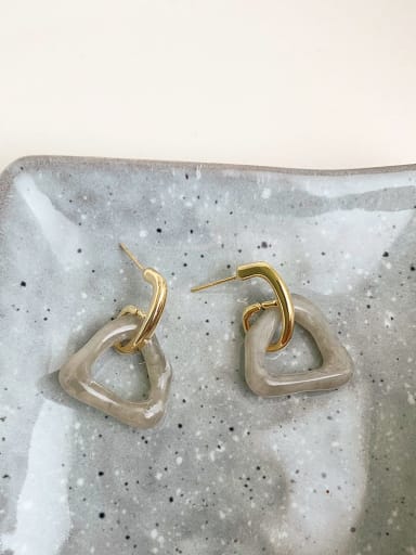 H69 grey resin Earrings Silver needle Alloy Resin Geometric Vintage Hook Earring