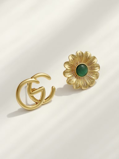 Brass Acrylic Asymmetric flowers Geometric Vintage Stud Trend Korean Fashion Earring