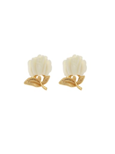 custom Brass Resin Rosary Flower Cute Stud Earring