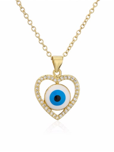 21403 Brass Rhinestone Enamel Evil Eye Vintage geometry Pendant Necklace
