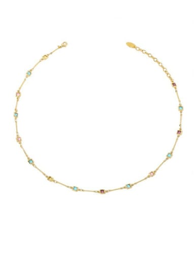 Gold necklace Brass Cubic Zirconia Geometric Minimalist Link Bracelet