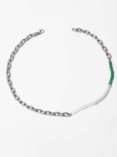 Titanium Steel Imitation Pearl Geometric Hip Hop Asymmetrical Chain Necklace