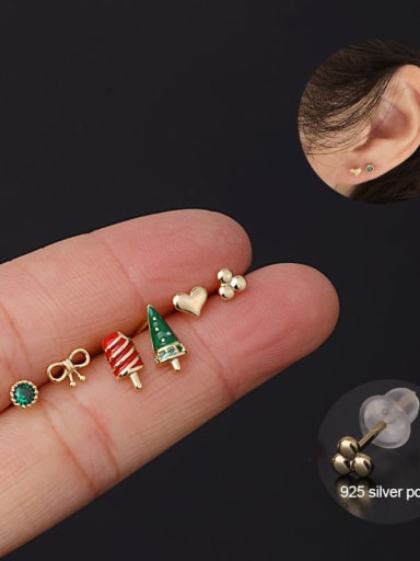 Brass Cubic Zirconia Enamel Heart Cute Single Earring