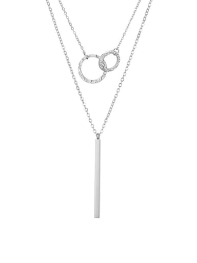 Steel color Stainless steel rectangle Minimalist Lariat Necklace