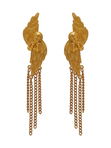 custom Brass Wing Tessel Vintage Drop Earring
