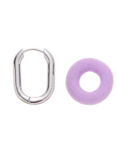Platinum U-shaped purple accessory  -Sin Brass Enamel Geometric Minimalist Huggie Earring